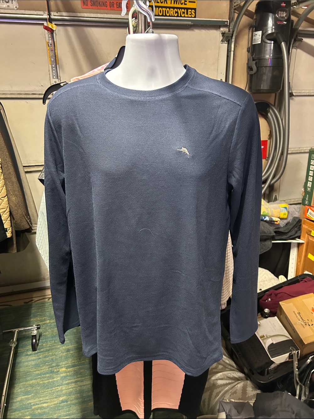 Tommy Bahama Long-Sleeve Crewneck Shirt in Navy Blue